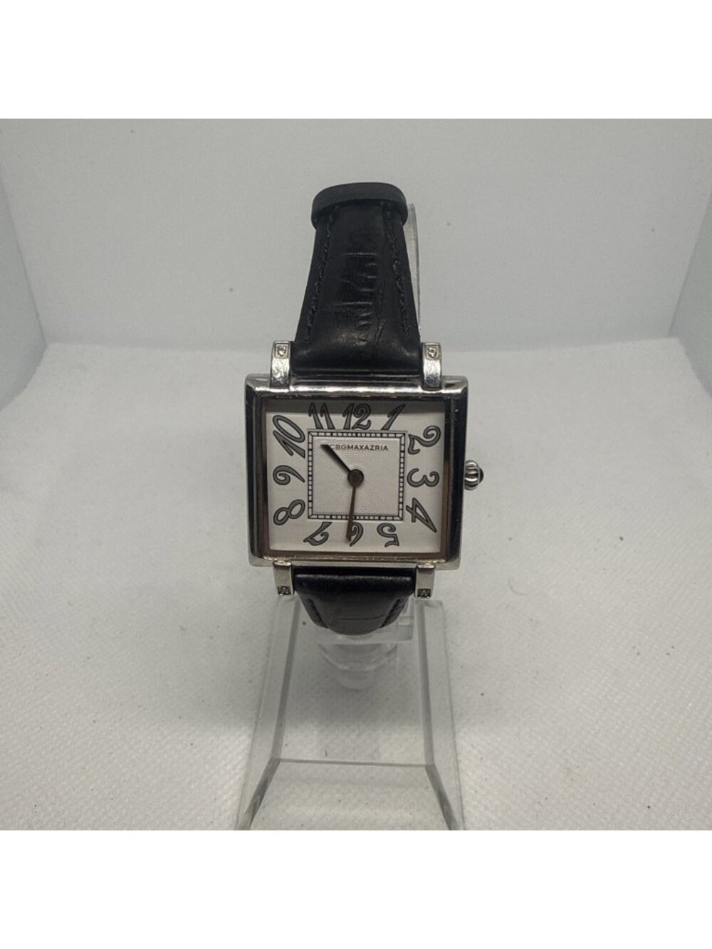 BCBGMAXAZRIA BG6017 Ladies Classic WhiteDial Slim Case Black Leather Strap Watch